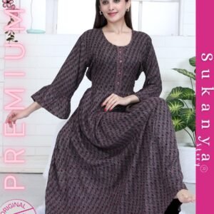 Elegant Double Flared Gown in Alpine Fabric – Style 7539