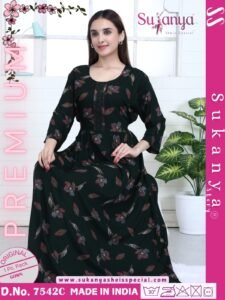 Elegant Single Flared Gown in Alpine Fabric – Style 7542